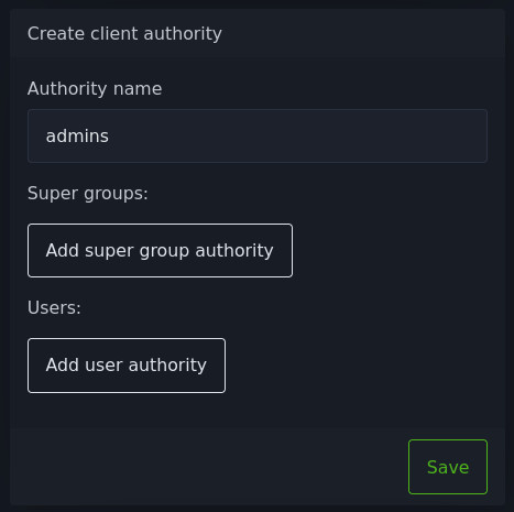 Creating a new client authority