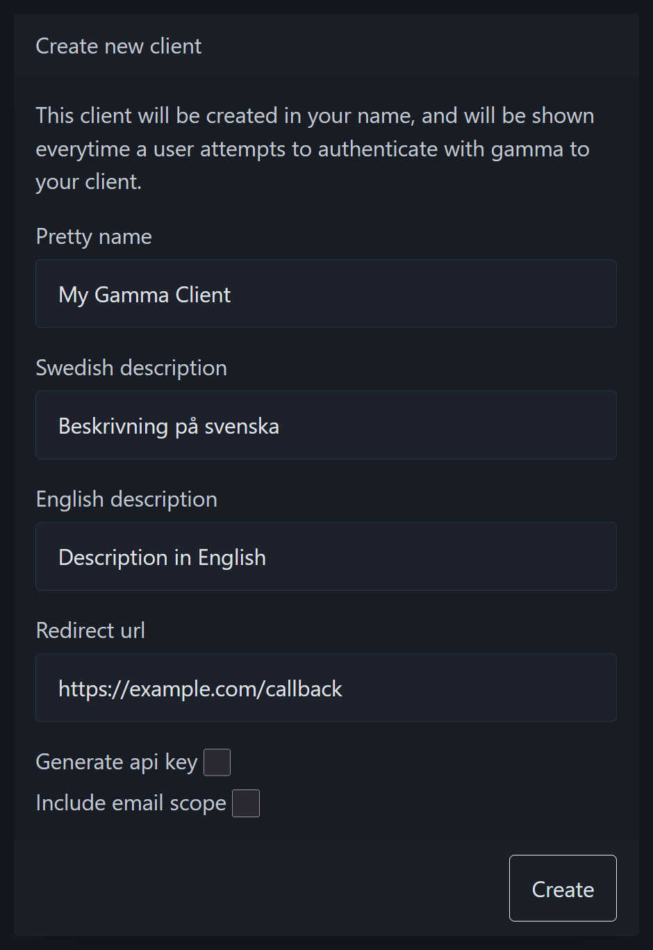 Creating a new client